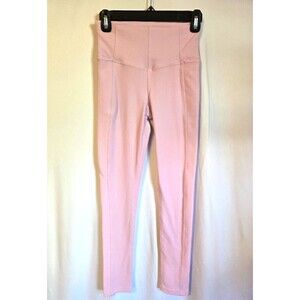 Zella Womens XS Pink Ribbed High Rise Leggings Yoga Athletic Pants 26” Inseam